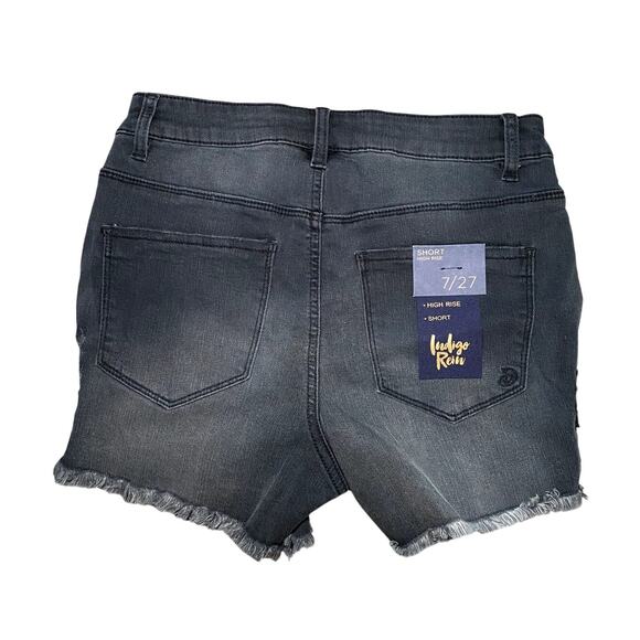 Black Distressed women's button up shorts - Picture 2 of 8